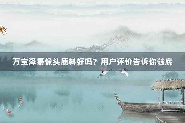 万宝泽摄像头质料好吗？用户评价告诉你谜底